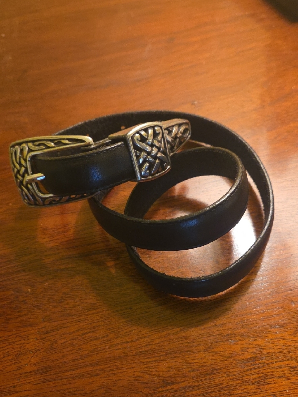 Brighton womens black leather knot belt S